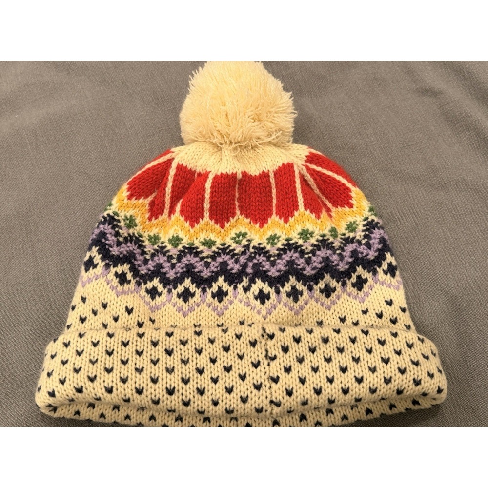 Marine Layer Fair Isle Pom Beanie Cream NWOT 100% Acrylic